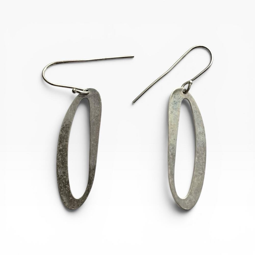 James Avery Retired 925 Sterling Silver Dangle Drop Hook Oval Modernist Earrings